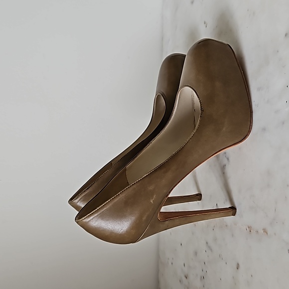 BRIAN ATWOOD: moss green leather platform heels - Picture 3 of 5